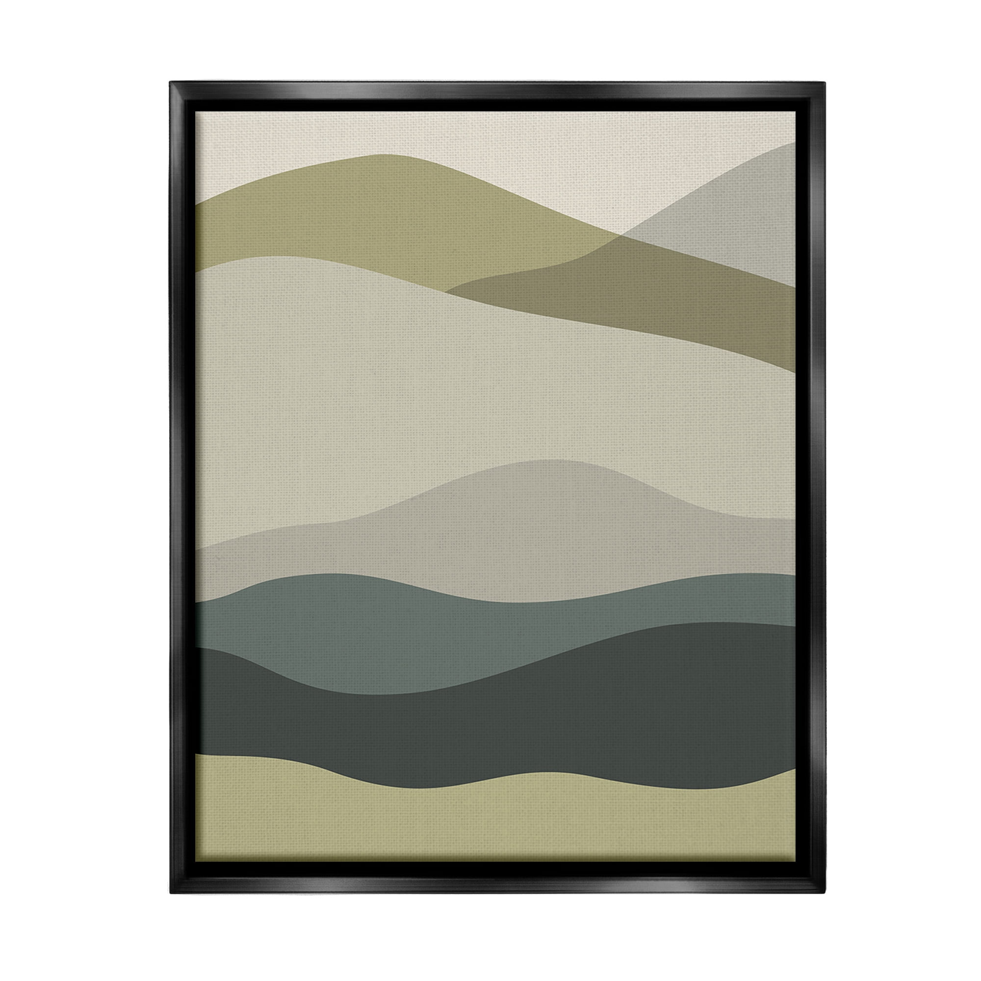 Stupell Industries Modern Countryside Hills Landscape Painting Black Floater Framed Canvas Art Print Wall Art, 25 x 31