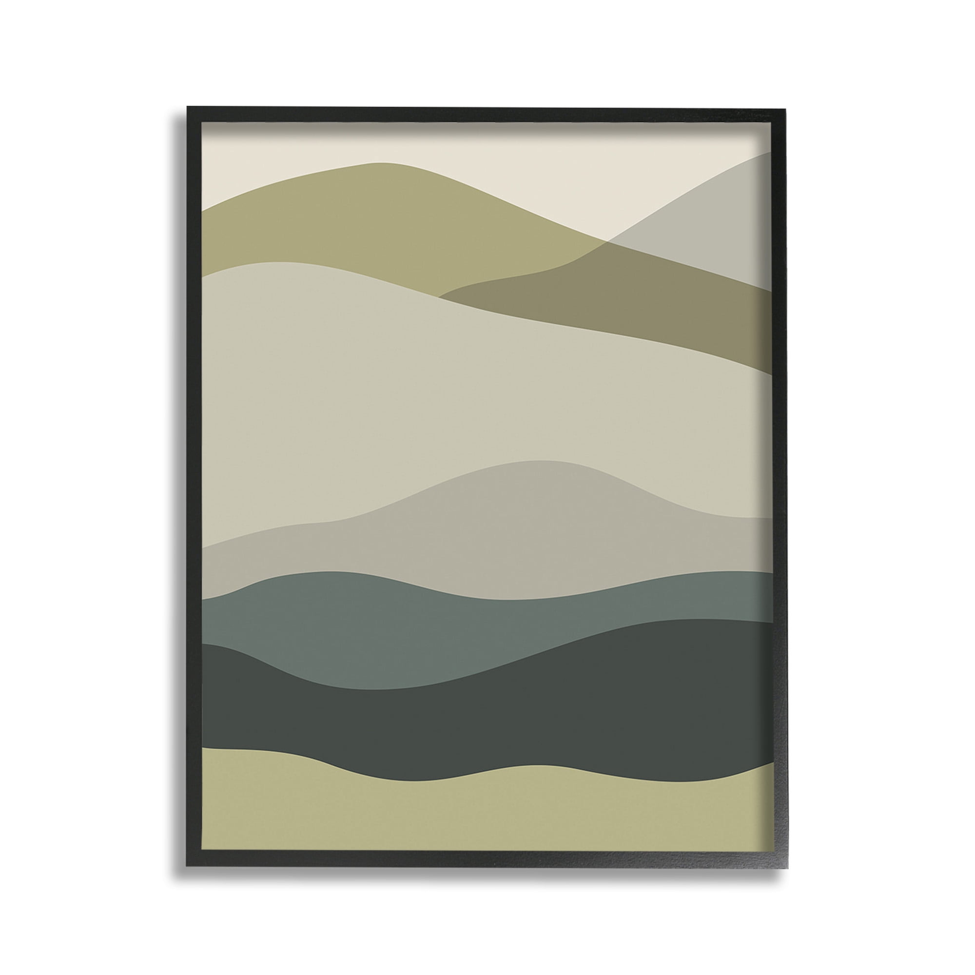 Stupell Industries Modern Countryside Hills Landscape Painting Black Framed Art Print Wall Art, 11 x 14