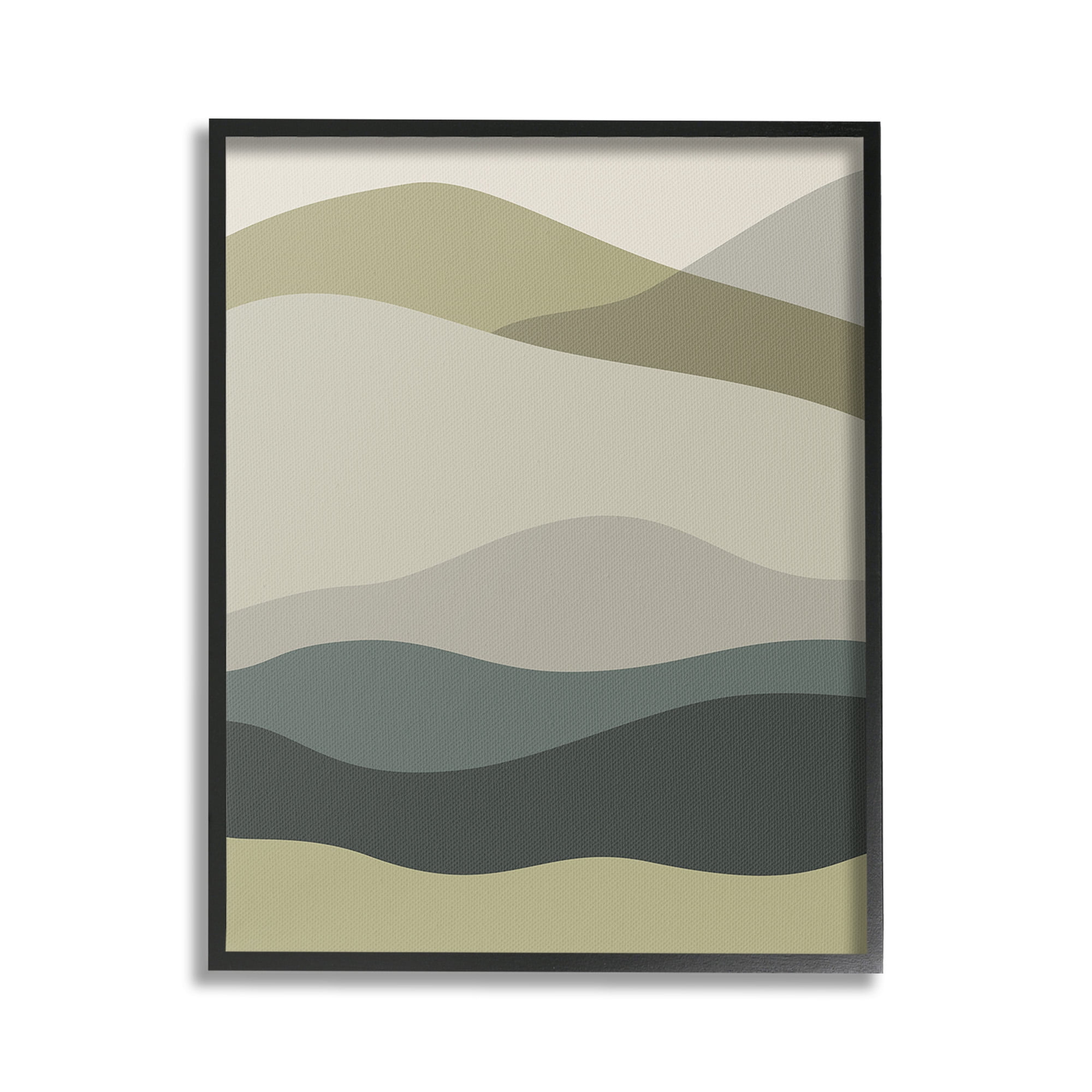 Stupell Industries Modern Countryside Hills Landscape Painting Black Framed Art Print Wall Art, 16 x 20