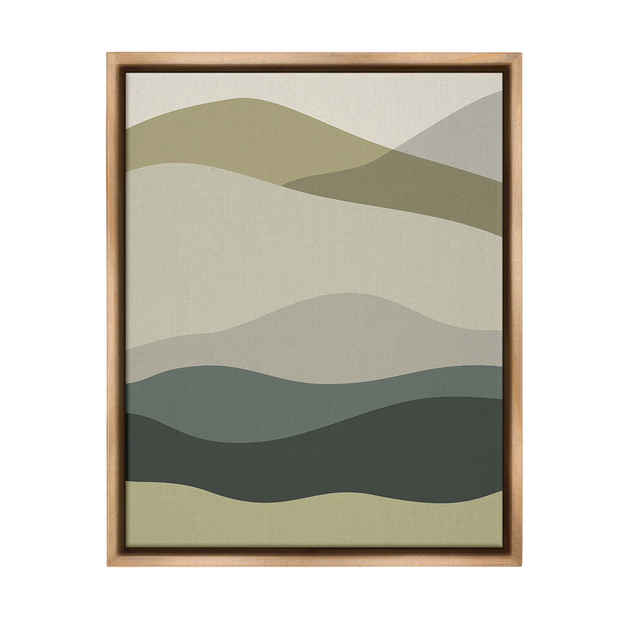 Stupell Industries Modern Countryside Hills Landscape Painting Brown Floater Framed Canvas Art Print Wall Art, 17 x 21