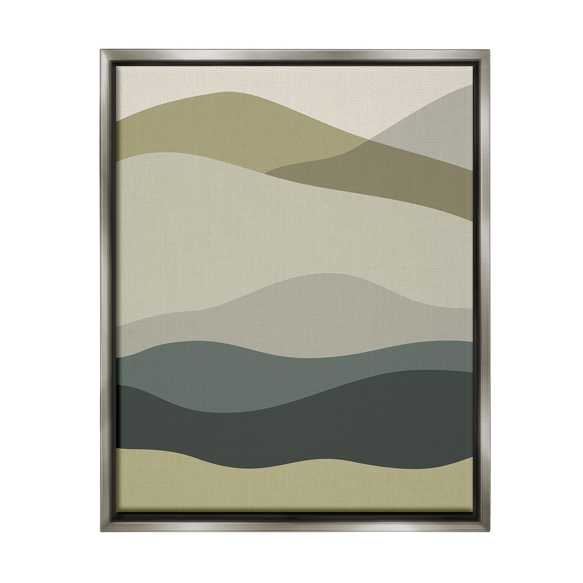 Stupell Industries Modern Countryside Hills Landscape Painting Gray Floater Framed Canvas Art Print Wall Art, 17 x 21