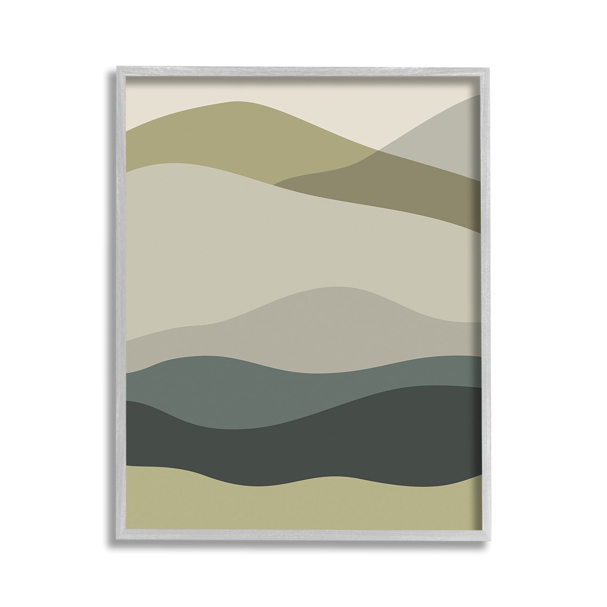 Stupell Industries Modern Countryside Hills Landscape Painting Gray Framed Art Print Wall Art, 11 x 14