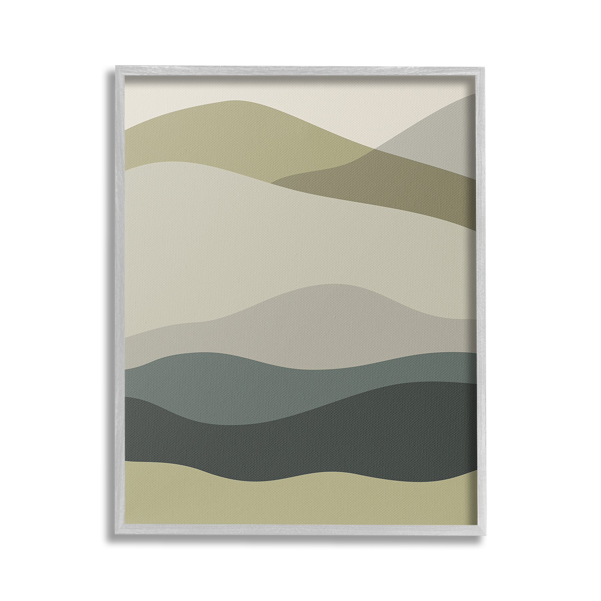 Stupell Industries Modern Countryside Hills Landscape Painting Gray Framed Art Print Wall Art, 16 x 20