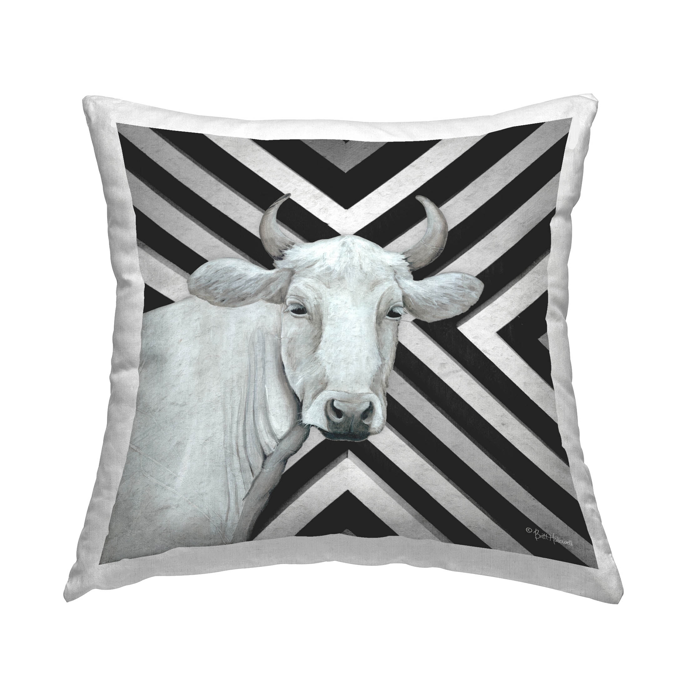 Stupell Industries Modern Cow Stripe Pattern Printed Throw Pillow Design by Britt Hallowell