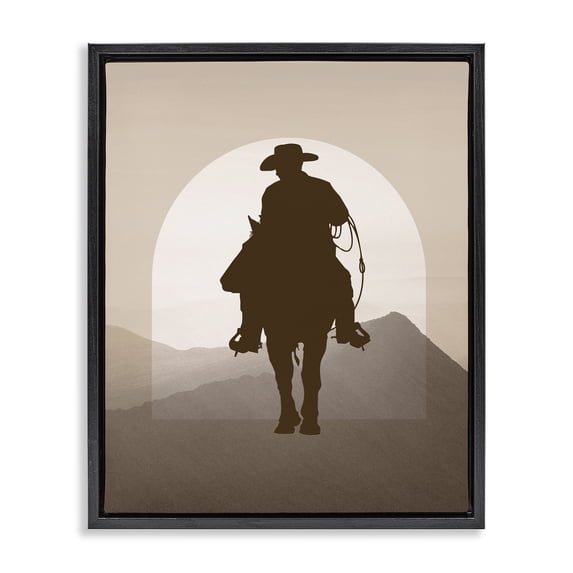 Stupell Industries Modern Cowboy & Desert Dunes Black Floating Frame Canvas Art, 17 x 21, by Karen Smith