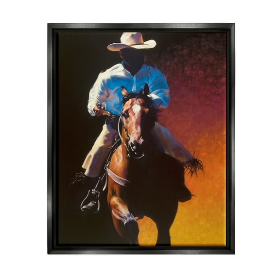 Stupell Industries Modern Cowboy & Horse Animals & Insects Painting Black Floater Framed Art Print Wall Art, 17 x 21