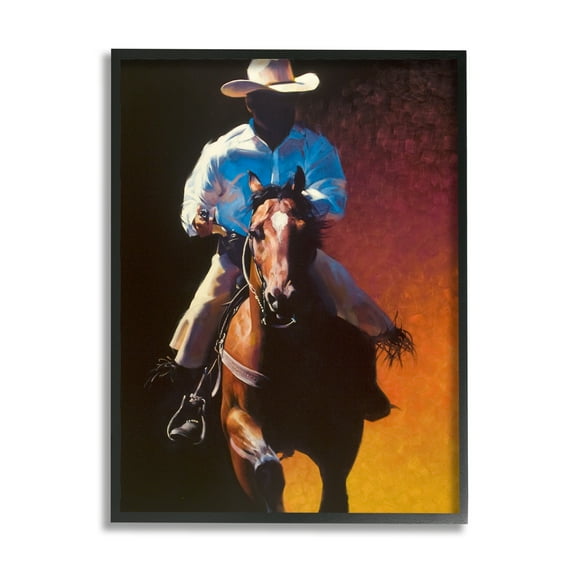 Stupell Industries Modern Cowboy & Horse Animals & Insects Painting Black Framed Art Print Wall Art, 11 x 14