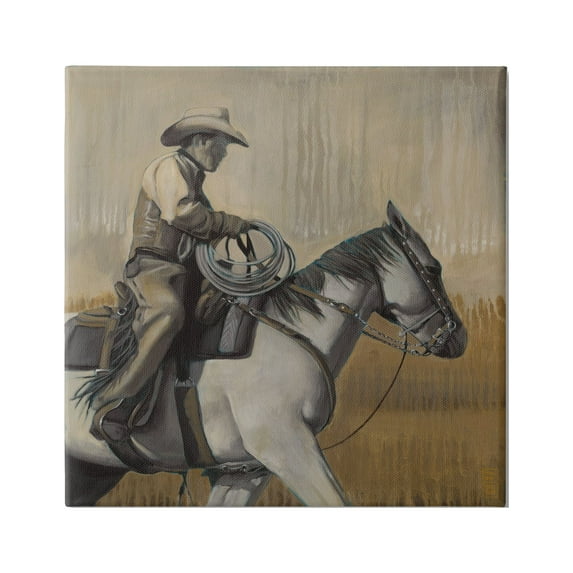 Stupell Industries Modern Cowboy Painting Animals & Insects Painting Gallery Wrapped Canvas Print Wall Art, 17 x 17