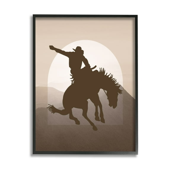 Stupell Industries Modern Cowboy Silhouette Animals & Insects Painting Black Framed Art Print Wall Art, 24 x 30