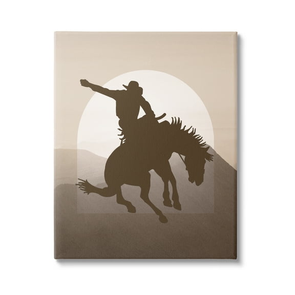 Stupell Industries Modern Cowboy Silhouette Animals & Insects Painting Gallery Wrapped Canvas Art Print Wall Art, 24 x 30