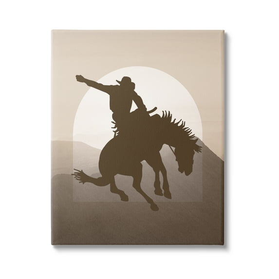 Stupell Industries Modern Cowboy Silhouette Animals & Insects Painting Gallery Wrapped Canvas Art Print Wall Art, 36 x 48