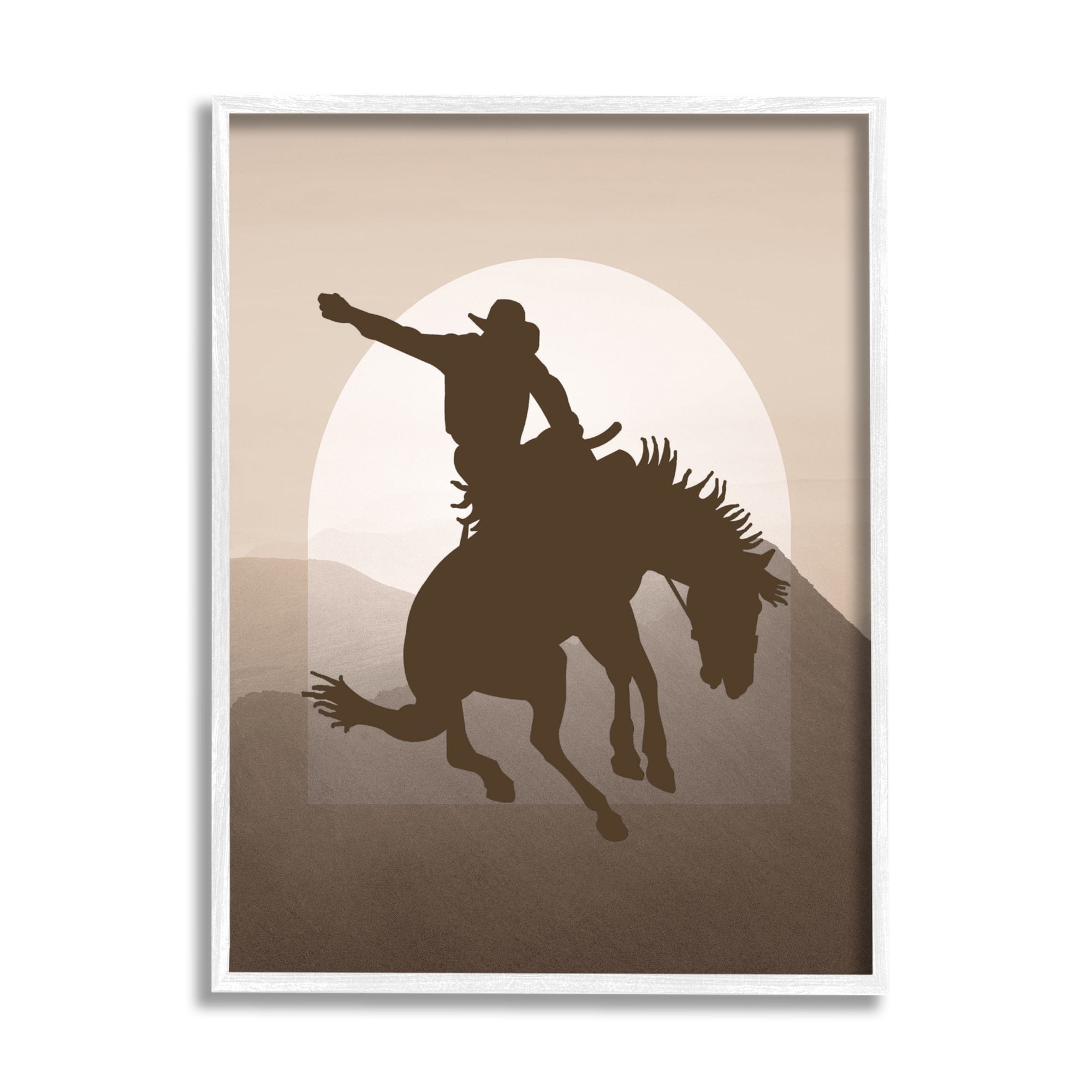 Stupell Industries Modern Cowboy Silhouette Animals & Insects Painting White Framed Art Print Wall Art, 16 x 20