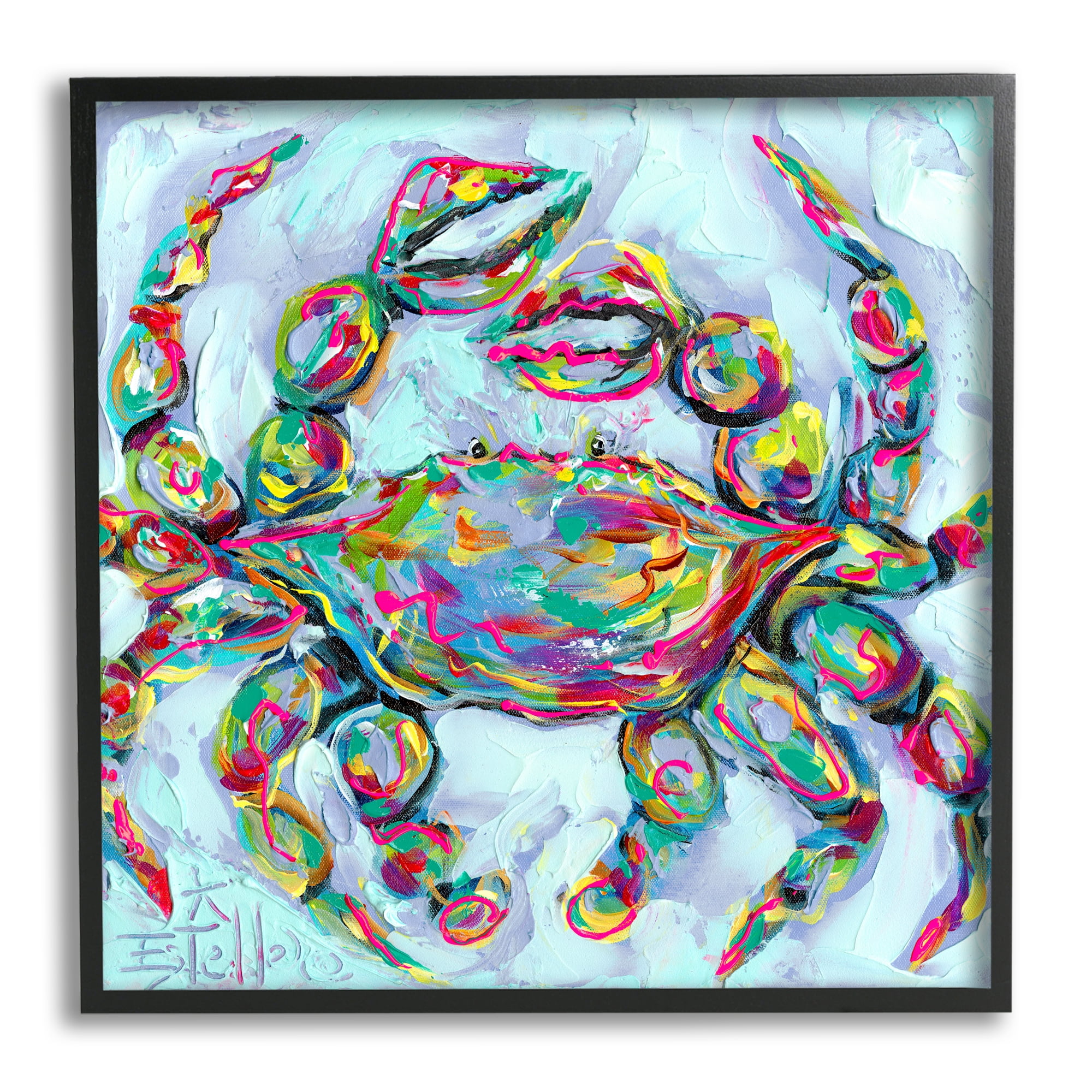 Stupell Industries Modern Crab Portrait Animals & Insects Painting Black Framed Art Print Wall Art, 12 x 12