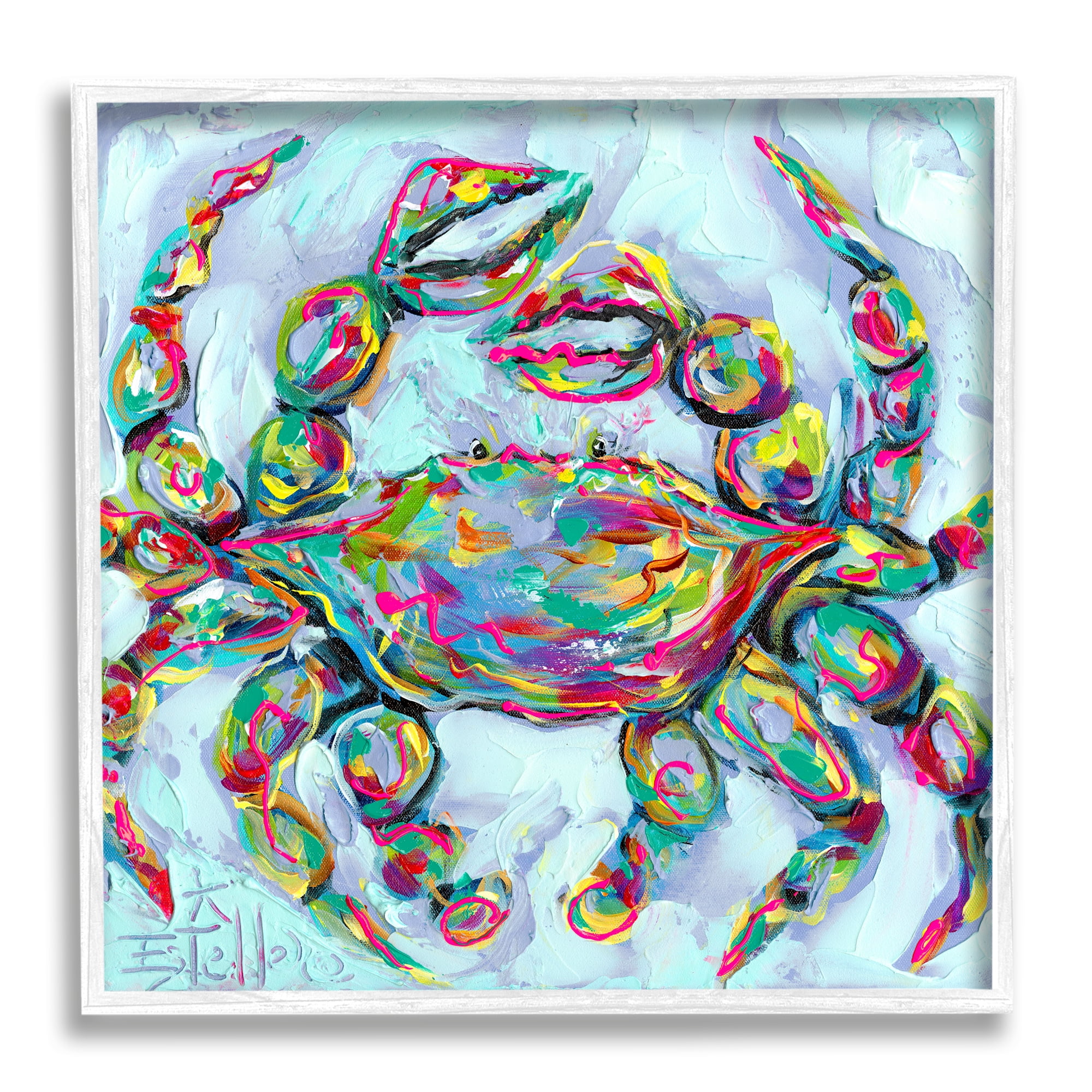Stupell Industries Modern Crab Portrait Animals & Insects Painting White Framed Art Print Wall Art, 12 x 12