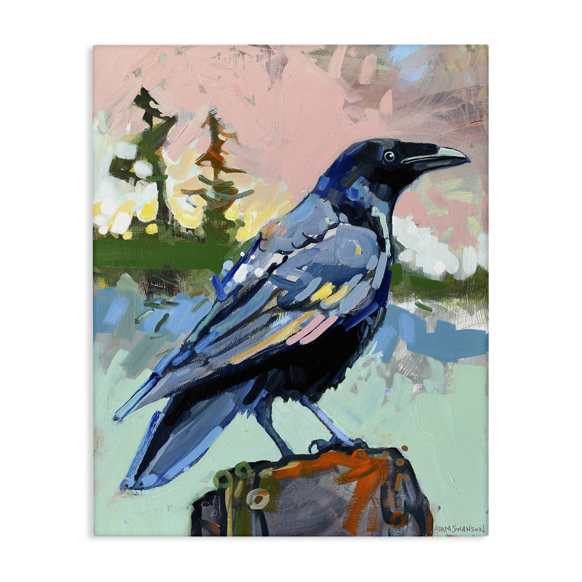 Stupell Industries Modern Crow Portrait Birds Painting Wrapped Canvas Art Print Wall Art, 24 x 30