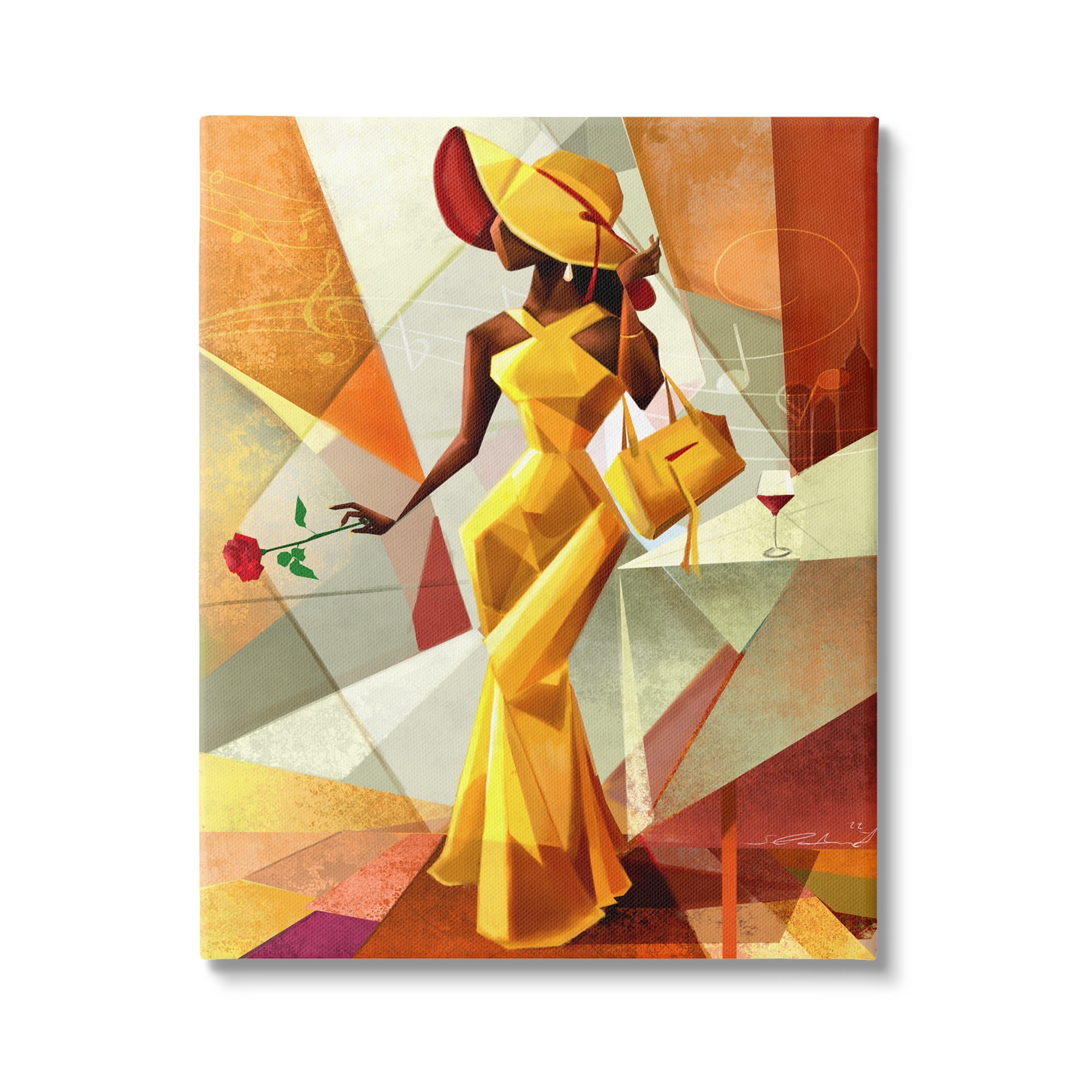 Stupell Industries Modern Cubist Fashion Girl Abstract Painting Gallery Wrapped Canvas Print Wall Art, 30 x 40