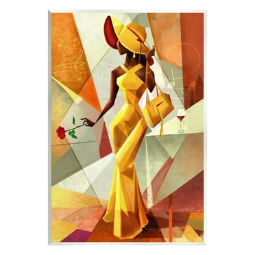 Stupell Industries Modern Cubist Fashion Girl Abstract Painting Unframed Art Print Wall Art, 10 x 15