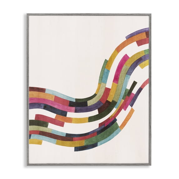 Stupell Industries Modern Curved Geometric Wave Gray Framed Giclee Art, 24 x 30, by Grace Popp