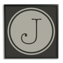 Stupell Industries Modern D Initial Elevator Key Circular Shape Typography Painting Black Framed Art Print Wall Art, 12 x 12