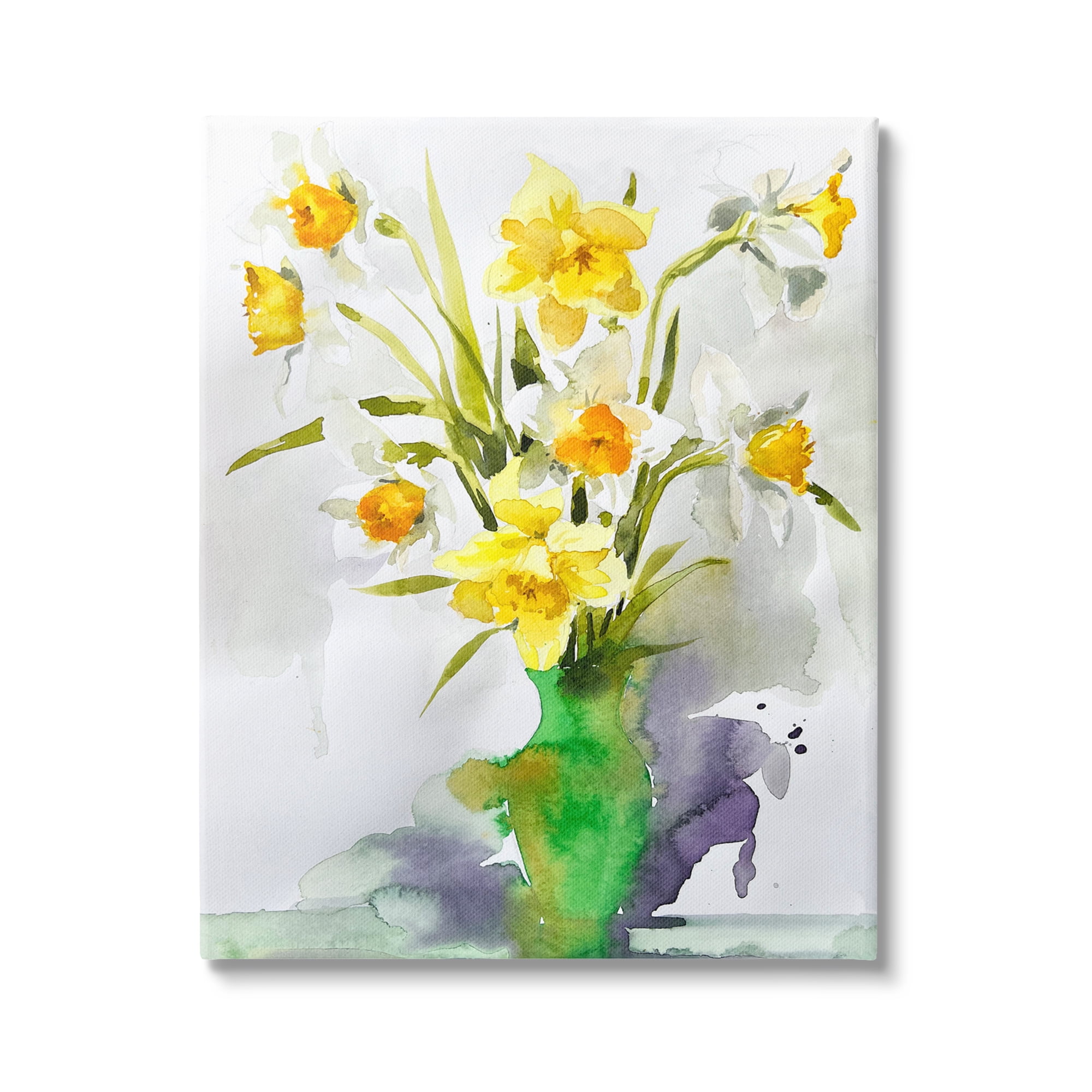 Stupell Industries Modern Daffodils Vase Botanical & Floral Painting Gallery Wrapped Canvas Print Wall Art, 36 x 48