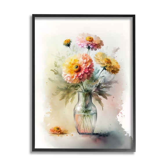 Stupell Industries Modern Dahlia Bouquet Botanical & Floral Painting Black Framed Art Print Wall Art, 11 x 14