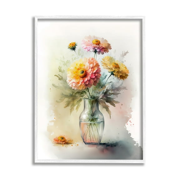 Stupell Industries Modern Dahlia Bouquet Botanical & Floral Painting White Framed Art Print Wall Art, 11 x 14