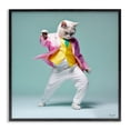 thumbnail image 1 of Stupell Industries Modern Dancing Cat Portrait Black Framed Giclee Art, 12 x 12, by Roozbeh, 1 of 8