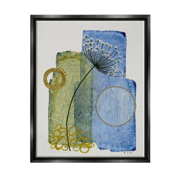 Stupell Industries Modern Dandelion Sprig Abstract Painting Black Floater Framed Art Print Wall Art, 25 x 31