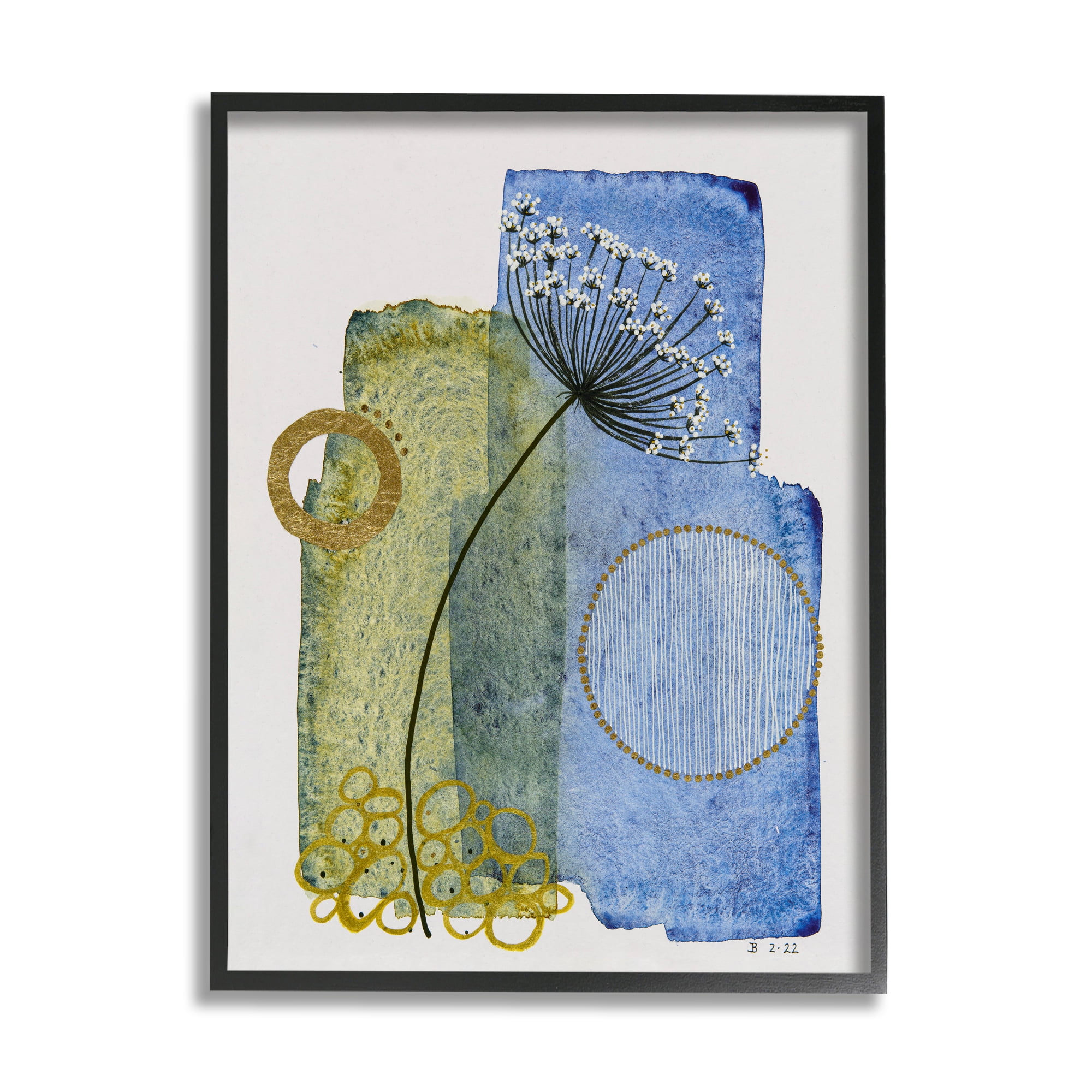 Stupell Industries Modern Dandelion Sprig Abstract Painting Black Framed Art Print Wall Art, 11 x 14