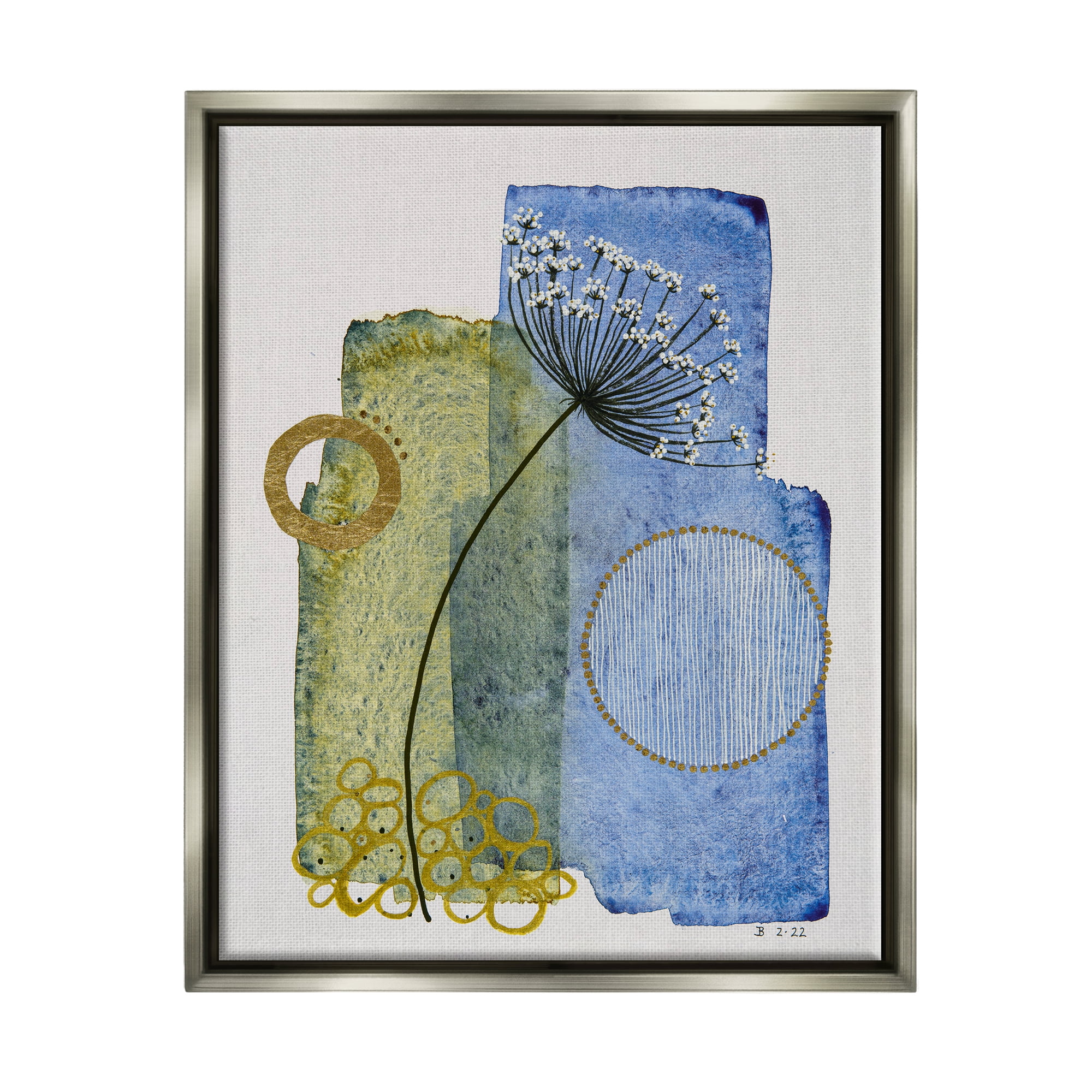 Stupell Industries Modern Dandelion Sprig Abstract Painting Gray Floater Framed Art Print Wall Art, 25 x 31