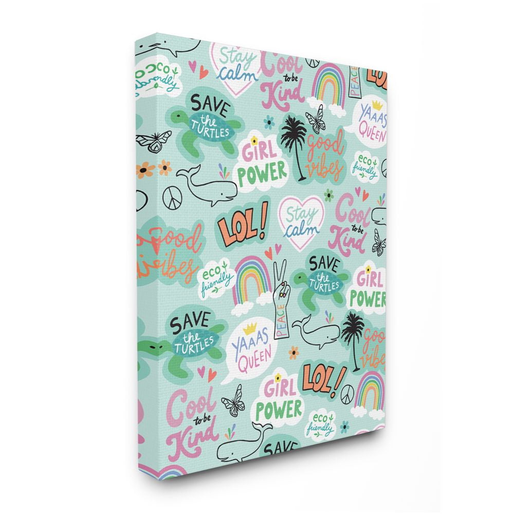 Colorful Tween Phrases Canvas Wall Art 17x21