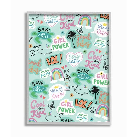 Stupell Industries Modern Day Tween Phrases Collage Pattern Design Designed by Nina Seven
