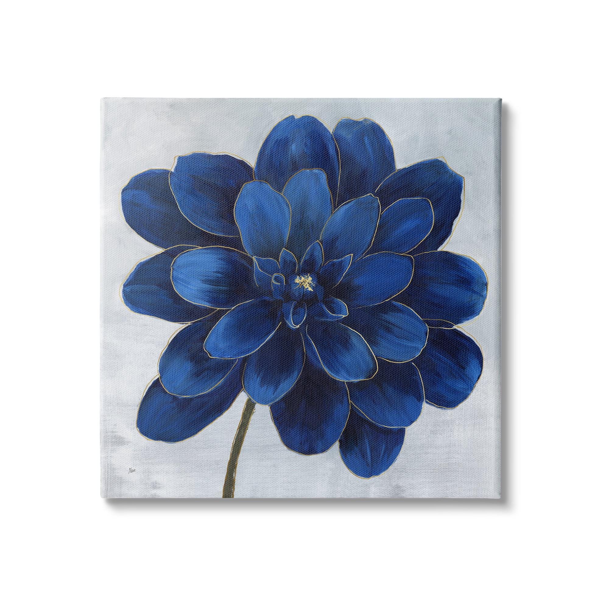 Stupell Industries Modern Deep Blue Floral Carnation Flower Petal Outline, 30 x 30, Design by Nan