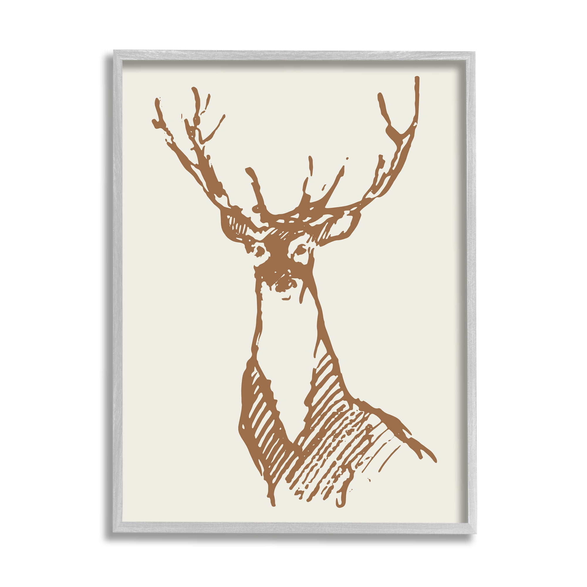 Stupell Industries Modern Deer Antlers Ink Sketch Doodle Style Graphic Art  Gray Framed Art Print Wall Art, Design by Valerie Wieners