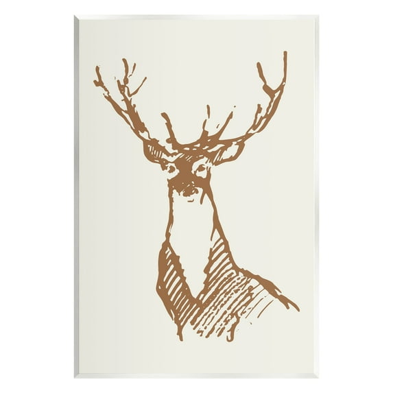 Stupell Industries Modern Deer Antlers Ink Sketch Doodle Style Graphic Art Unframed Art Print Wall Art, Design by Valerie Wieners