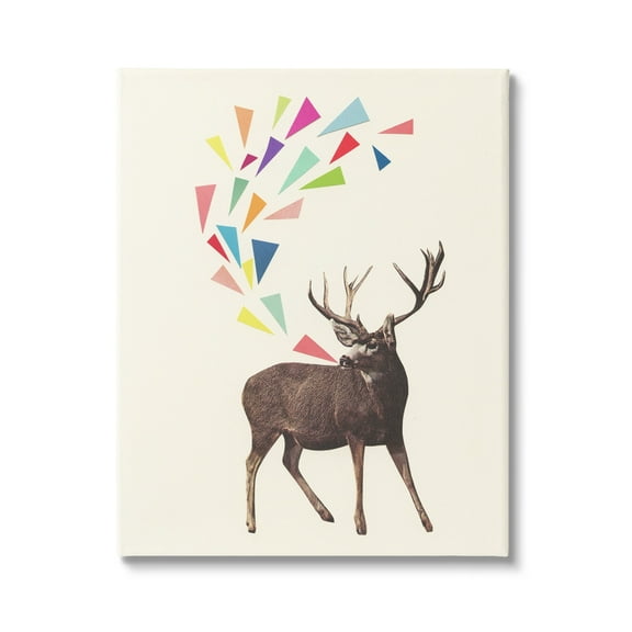 Stupell Industries Modern Deer Geometric Triangles Pattern Shapes Canvas Wall Art, 16 x 20, Design by Cassia Beck