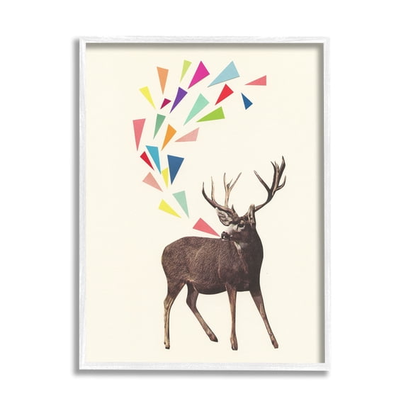 Stupell Industries Modern Deer Geometric Triangles Pattern Shapes Framed Wall Art, 11 x 14, Design by Cassia Beck