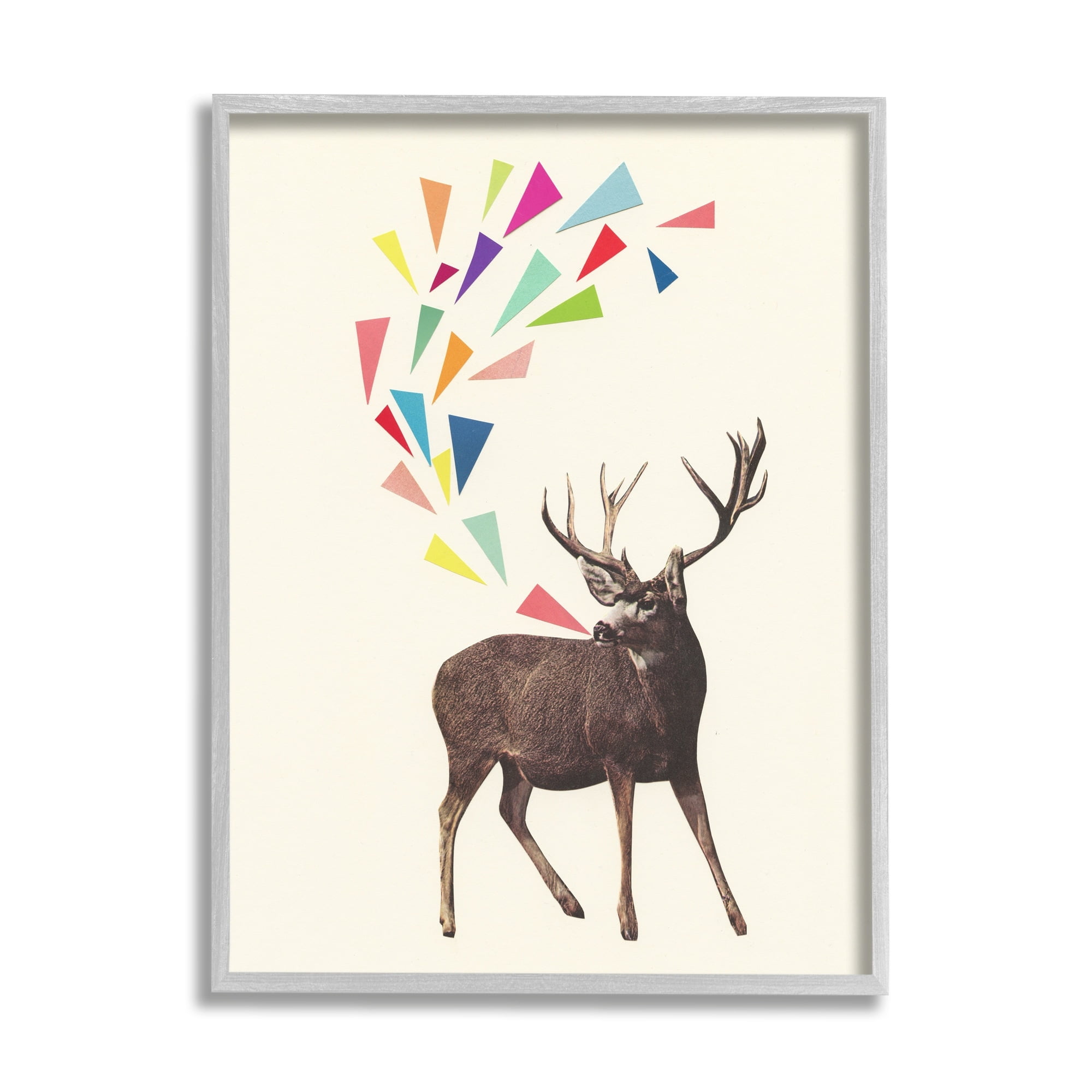 Stupell Industries Modern Deer Geometric Triangles Pattern Shapes Framed Wall Art, 24 x 30, Design by Cassia Beck