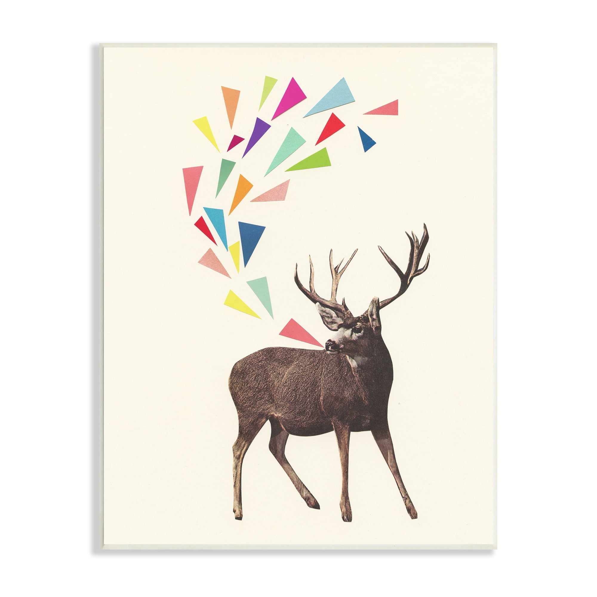 Stupell Industries Modern Deer Geometric Triangles Pattern Shapes Wood Wall Art, 10 x 15, Design by Cassia Beck