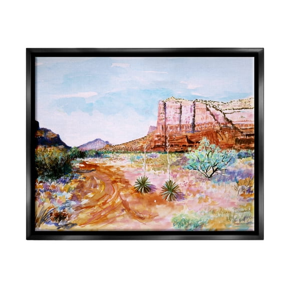 Stupell Industries Modern Desert Mesa Nature Painting Black Floater Framed Art Print Wall Art, 31 x 25