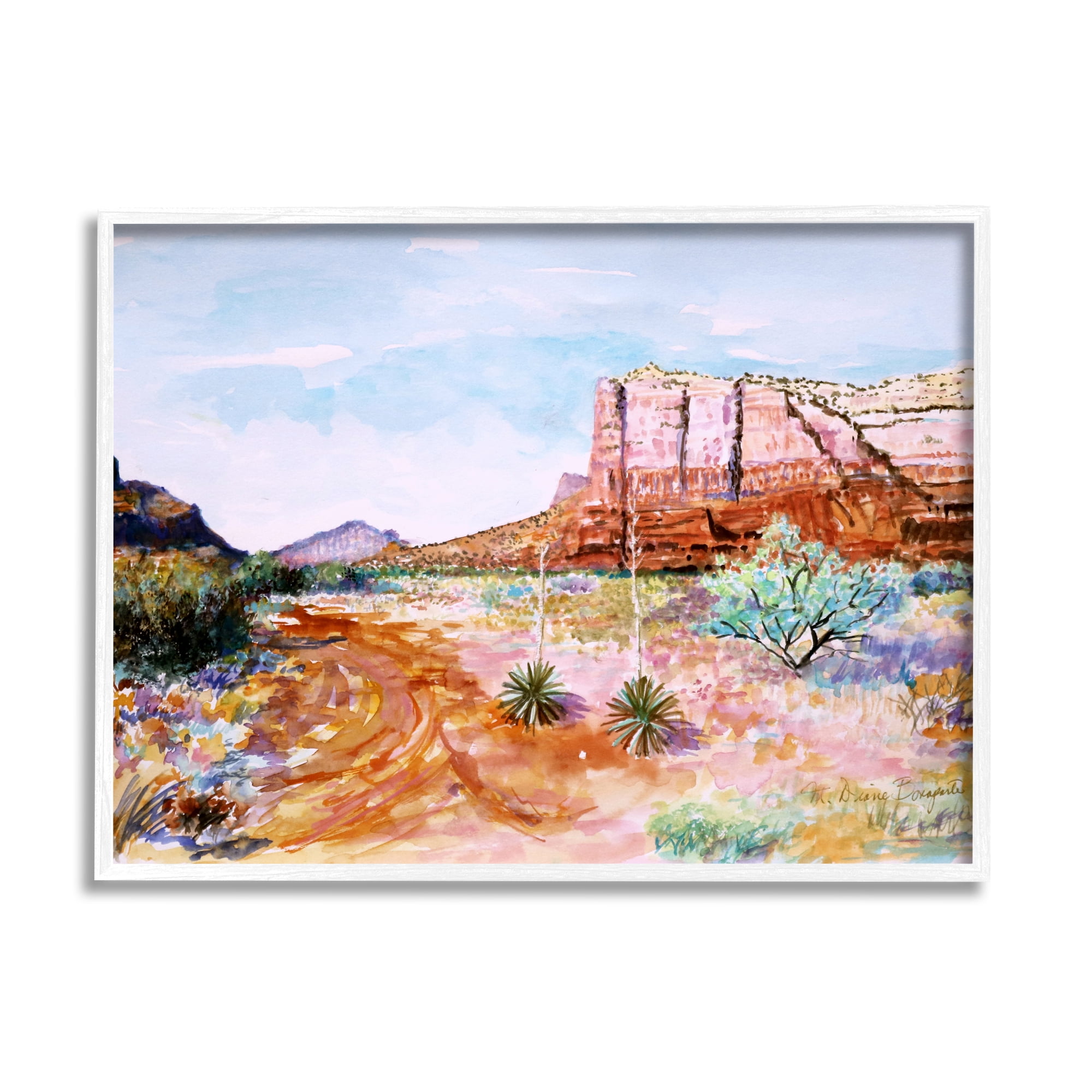 Stupell Industries Modern Desert Mesa Nature Painting White Framed Art Print Wall Art, 20 x 16