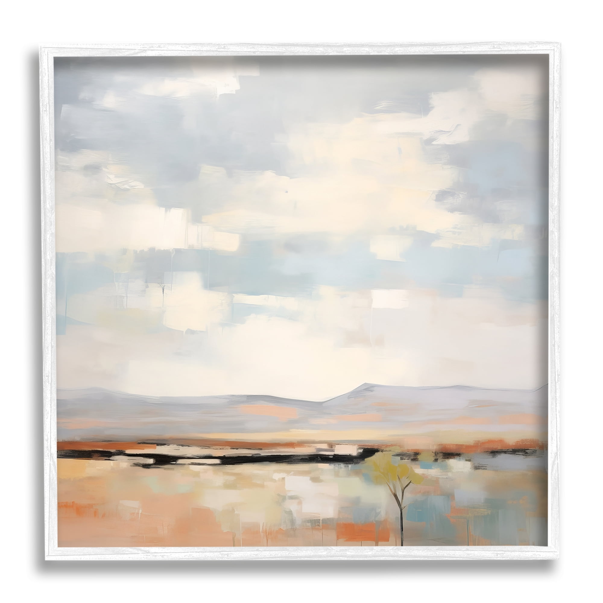 Stupell Industries Modern Desert Painting Landscape Painting White Framed Art Print Wall Art, 12 x 12