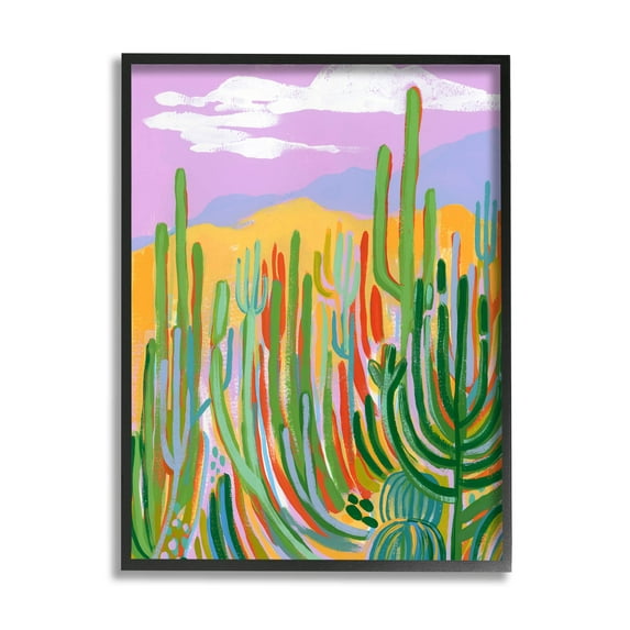 Stupell Industries Modern Desert Scenery Cactus Plants Painting Black Framed Art Print Wall Art, Design by Laura Marr