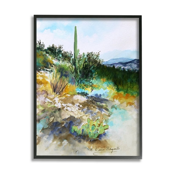Stupell Industries Modern Desert Scenery Nature Painting Black Framed Art Print Wall Art, 11 x 14