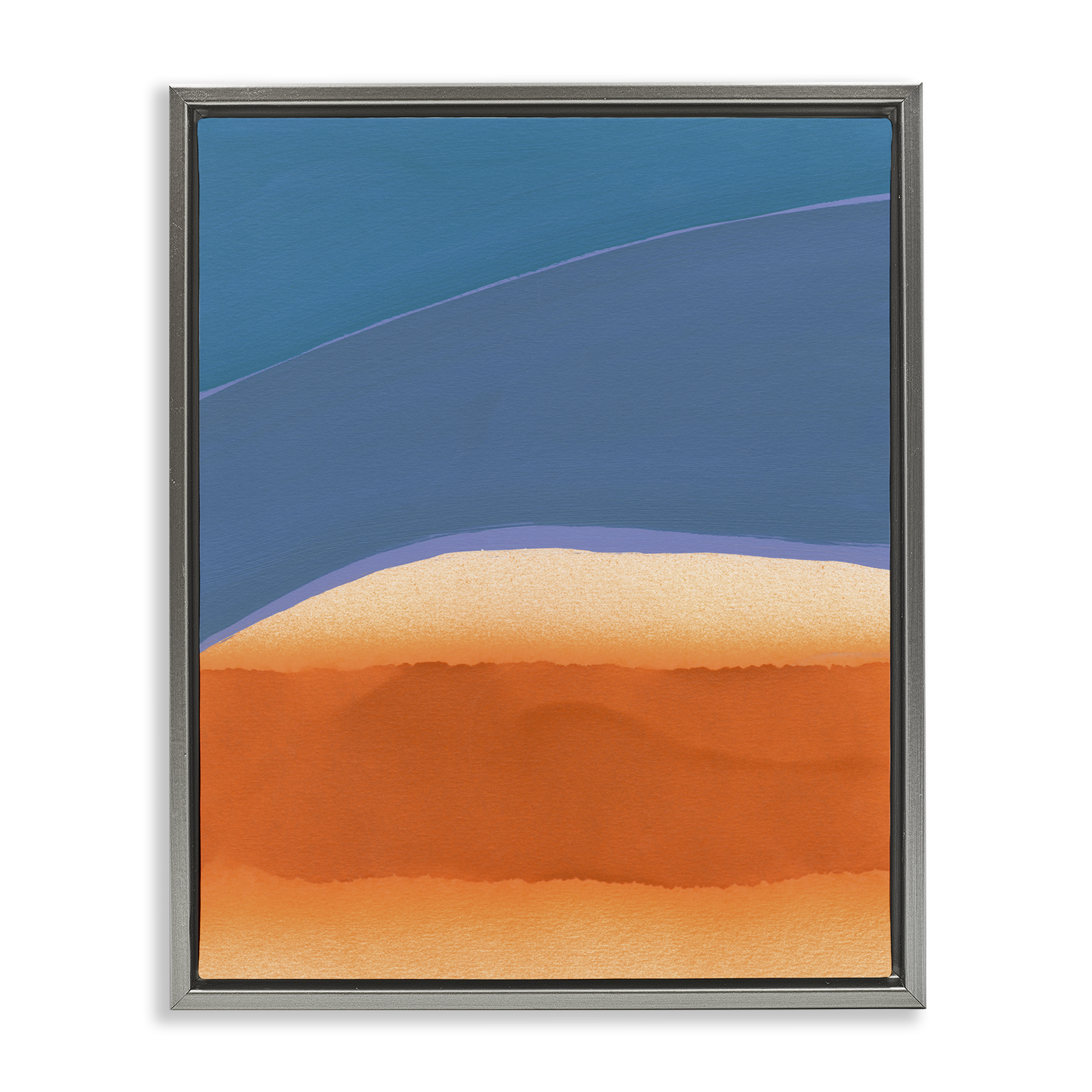 Stupell Industries Modern Desert Sunrise Abstract Painting Gray Floater Framed Canvas Art Print Wall Art, 17 x 21