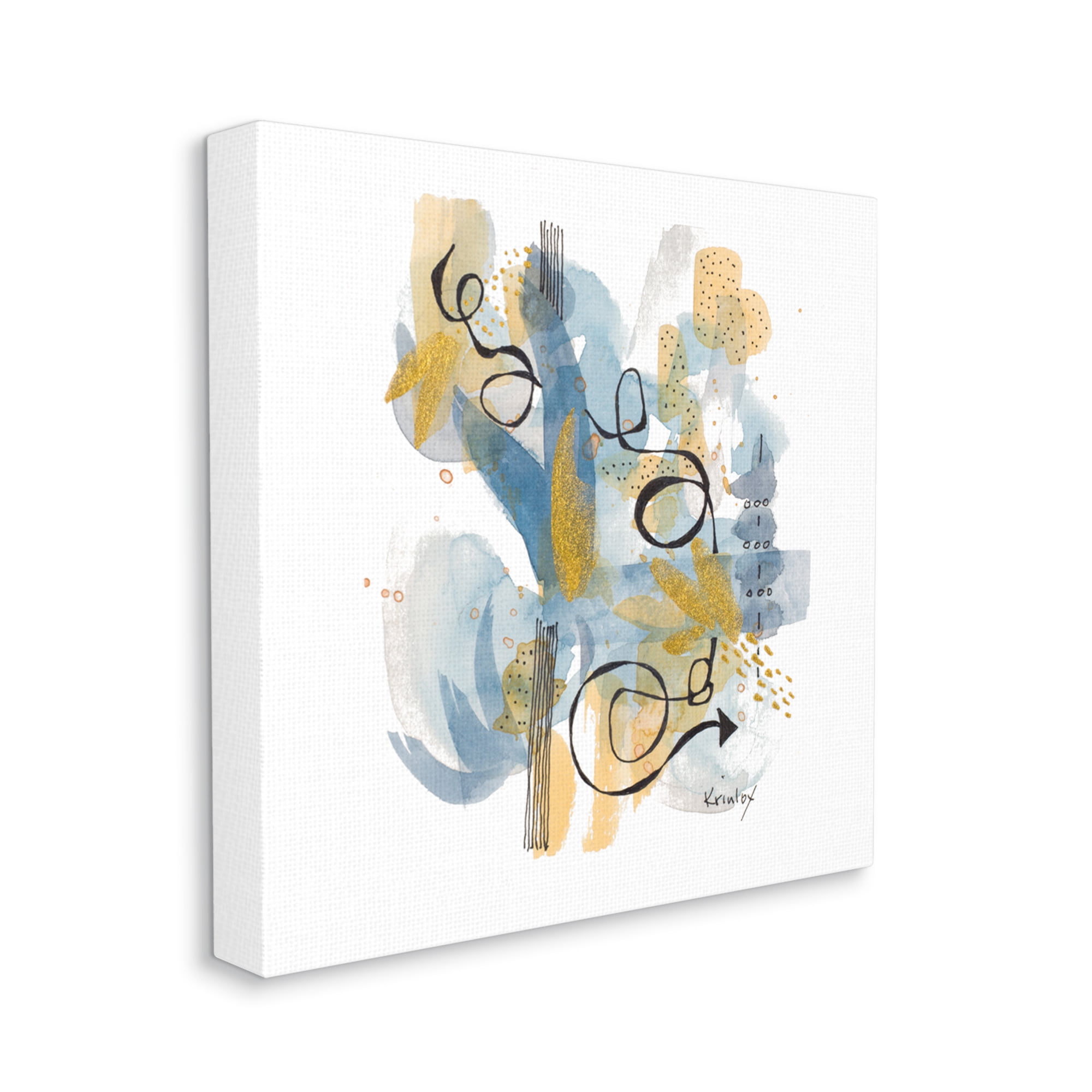 Stupell Industries Modern Directional Arrow Abstraction Blue Yellow Watercolor Abstract Painting Gallery Wrapped Canvas Print Wall Art, 36 x 36