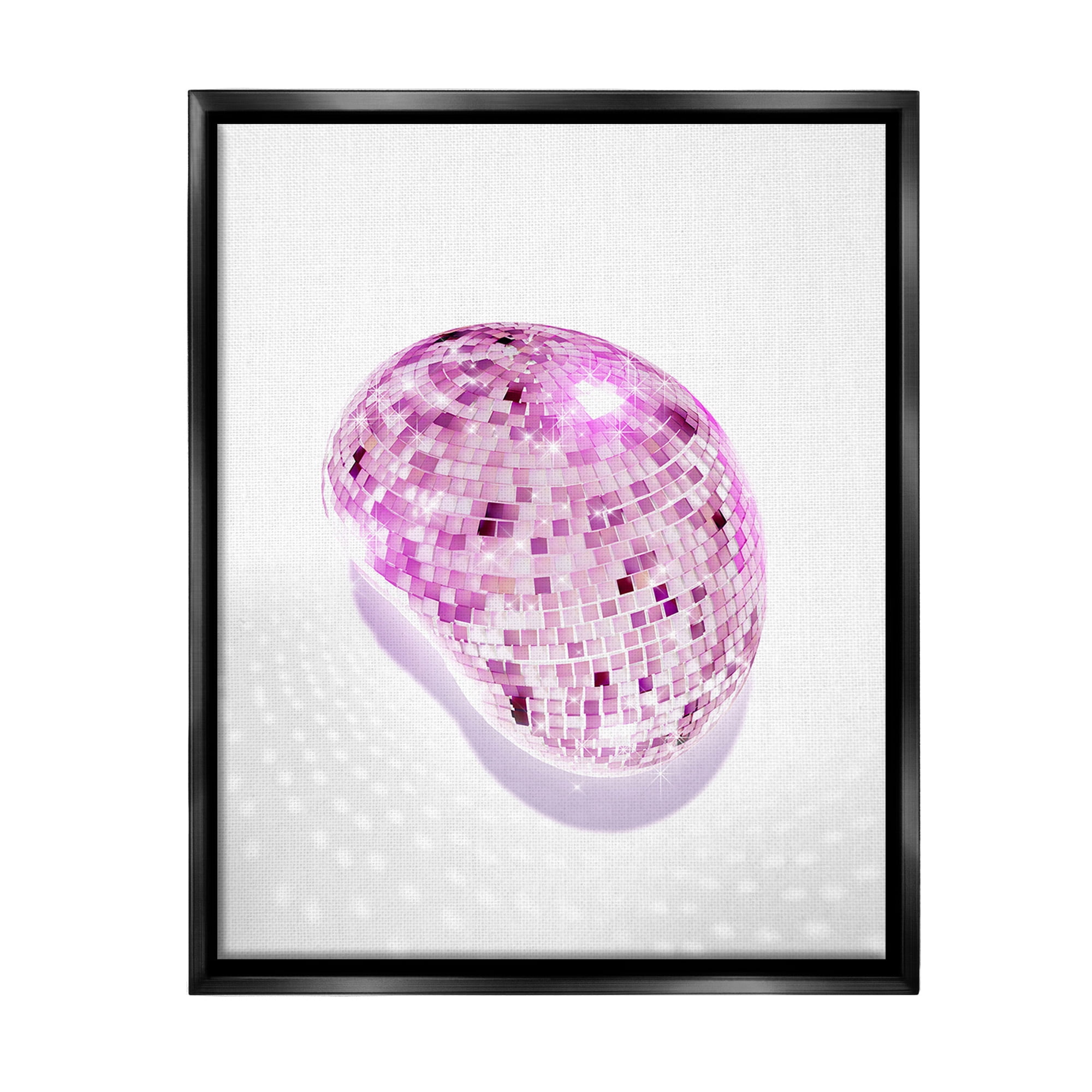 Stupell Industries Modern Disco Ball Shining Abstract Painting Black Floater Framed Canvas Art Print Wall Art, 25 x 31