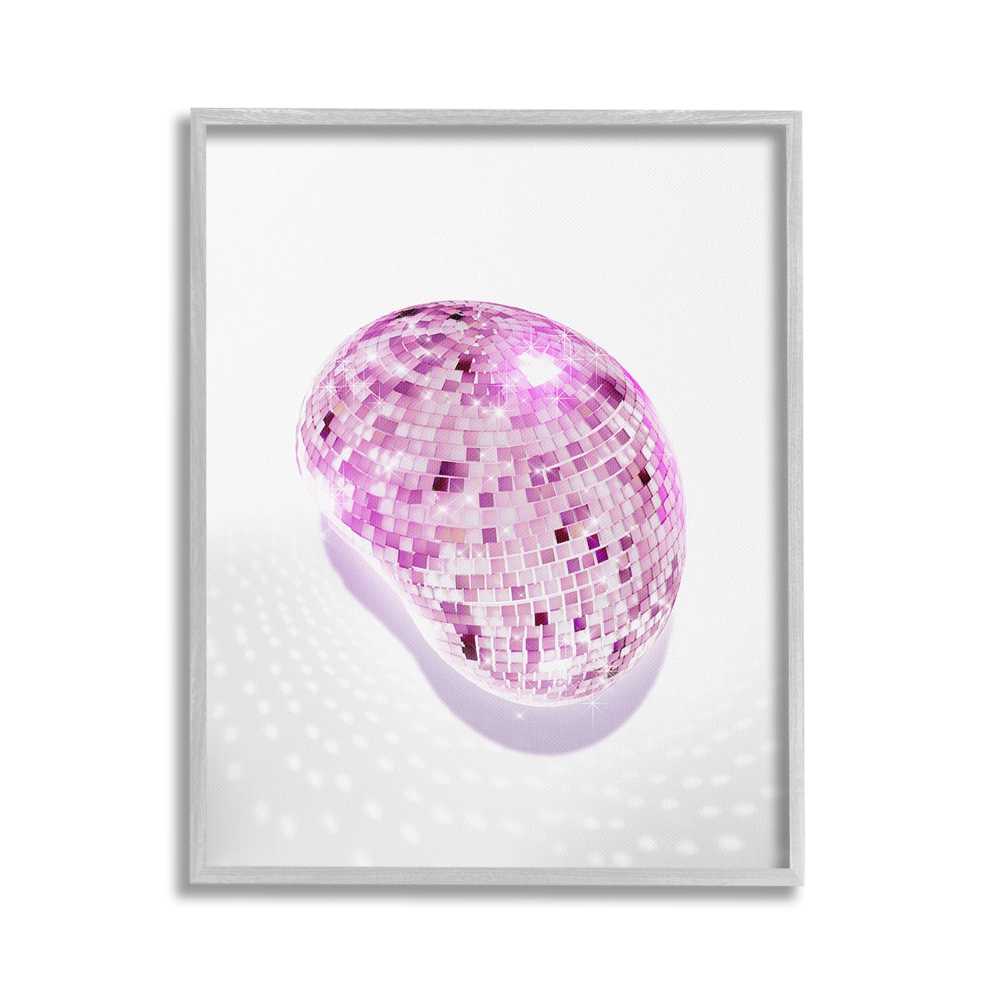 Stupell Industries Modern Disco Ball Shining Abstract Painting Gray Framed Art Print Wall Art, 24 x 30