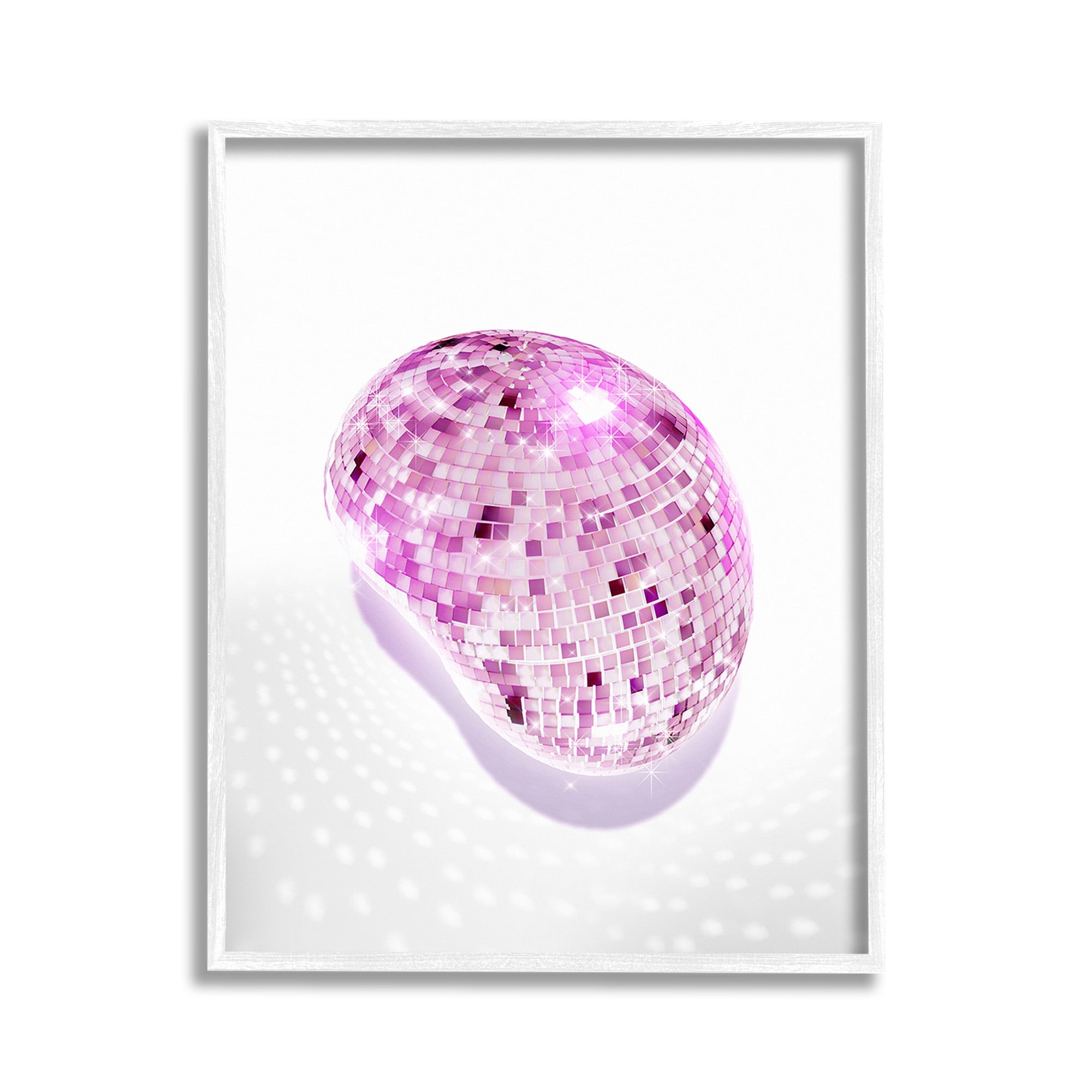 Stupell Industries Modern Disco Ball Shining Abstract Painting White Framed Art Print Wall Art, 11 x 14