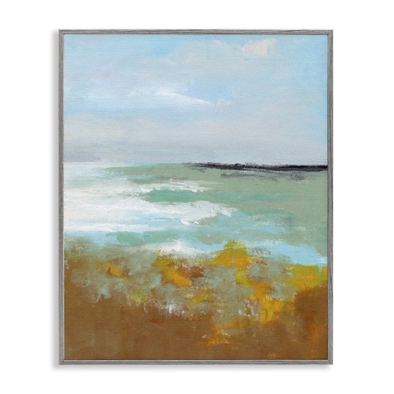 Stupell Industries Contemporary Modern Distant Ocean Waves Landscape Gray Framed Giclee Art, 16 x 20, by Nikita Jariwala